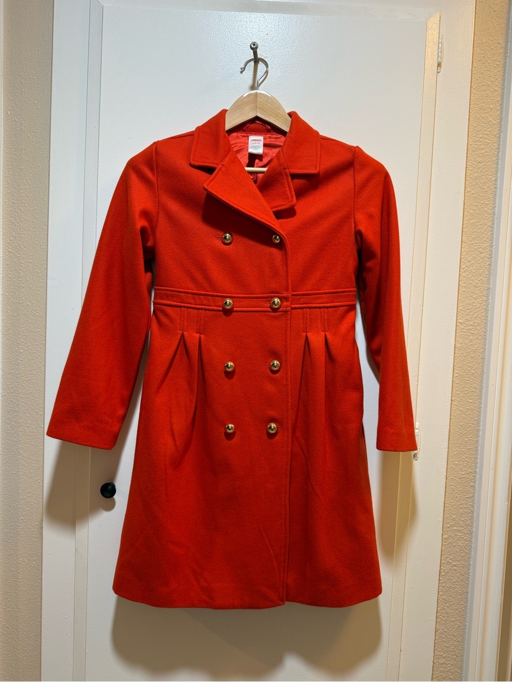 Gymboree Red Double-Breasted Pea Coat with Gold Buttons